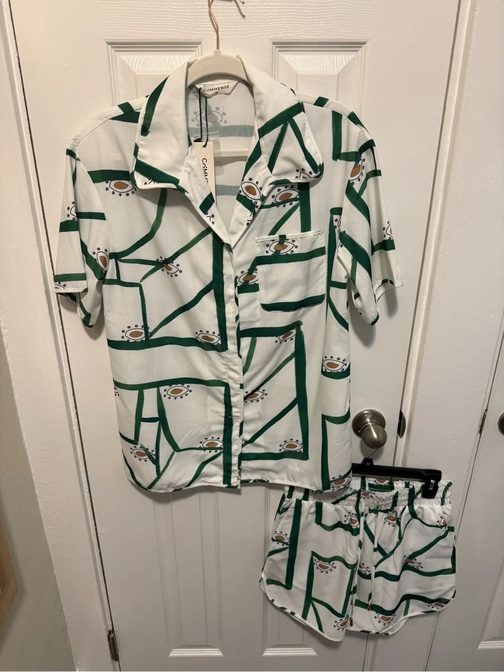 Commense Size M Print Shirt & Shorts 2-Piece Set NWT
